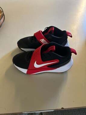 Nike Kids Team Hustle D 8 Basketball Shoes Black Red White